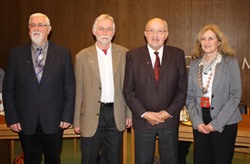 v. l.: Peter Jantschik, Werner Mader, Werner Köster, Bürgermeisterin Meike Moog-Steffens (es fehlt Helga Krienke)